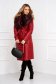Burgundy jacket from slicker long with faux fur accessory 5 - StarShinerS.com