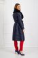 Dark blue jacket from slicker long with faux fur accessory 5 - StarShinerS.com