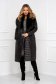 Black jacket from slicker long with faux fur accessory 4 - StarShinerS.com