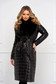 Black jacket from slicker long with faux fur accessory 2 - StarShinerS.com