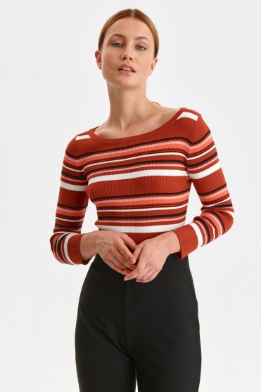 Sweaters, Red sweater from striped fabric with stripes - StarShinerS.com