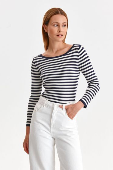 Tinted jumpers, Darkblue sweater from striped fabric tented - StarShinerS.com