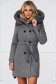 Palton din lana gri cambrat cu gluga detasabila - SunShine 1 - StarShinerS.ro