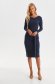 Dark blue dress textured crepe pencil accessorized with tied waistband 2 - StarShinerS.com