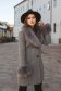 Palton din lana gri in clos cu guler si mansete din blana ecologica - SunShine 4 - StarShinerS.ro