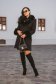 Palton din lana negru in clos cu guler si mansete din blana ecologica - SunShine 5 - StarShinerS.ro
