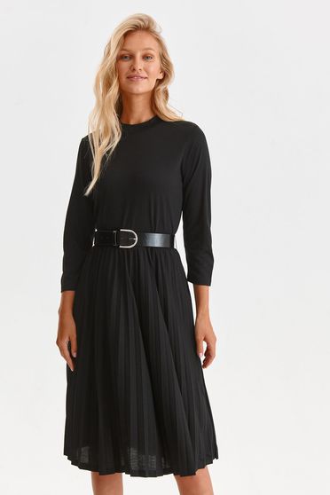 Black dresses, Black dress cloche pleated accessorized with belt - StarShinerS.com