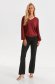 Burgundy women`s blouse loose fit jersey with v-neckline 2 - StarShinerS.com