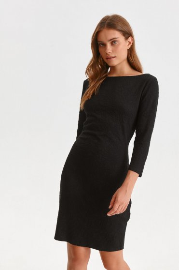 Black dresses, Black dress pencil with large collar knitted - StarShinerS.com