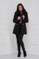 Palton din lana si stofa negru cambrat cu guler din blana - SunShine 3 - StarShinerS.ro