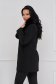 Palton din lana si stofa negru cambrat cu guler din blana - SunShine 2 - StarShinerS.ro