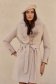 Palton din lana crem cambrat cu guler detasabil din blana ecologica - SunShine 6 - StarShinerS.ro