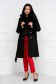 Palton din lana negru in clos cu guler si mansete din blana ecologica - SunShine 3 - StarShinerS.ro