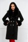 Palton din lana negru in clos cu guler si mansete din blana ecologica - SunShine 1 - StarShinerS.ro