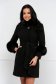 Black coat wool cloche with inside lining with faux fur details 1 - StarShinerS.com