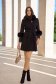 Palton din lana negru cambrat cu insertii din blana ecologica - SunShine 4 - StarShinerS.ro