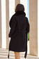 Palton din lana negru cambrat cu guler detasabil din blana ecologica - SunShine 2 - StarShinerS.ro