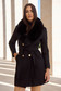Palton din lana negru cambrat cu guler detasabil din blana ecologica - SunShine 3 - StarShinerS.ro