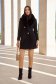 Palton din lana negru cambrat cu guler detasabil din blana ecologica - SunShine 4 - StarShinerS.ro