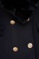 Palton din lana si stofa albastru-inchis cambrat cu guler din blana - SunShine 5 - StarShinerS.ro
