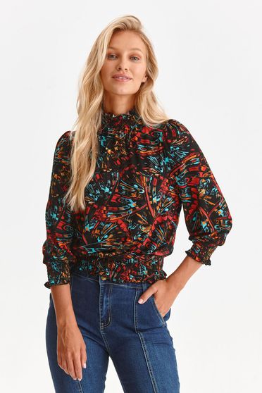 Blouses, Black women`s blouse georgette with turtle neck loose fit - StarShinerS.com