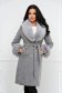 Grey coat wool with ecological fur cuffs cloche 3 - StarShinerS.com