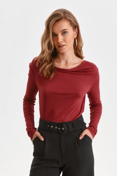 Red women`s blouse loose fit from elastic fabric