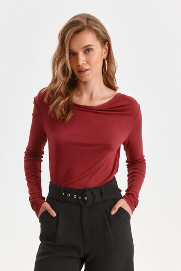 Bluze Casual, Bluza dama din material elastic rosie cu croi larg - Top Secret - StarShinerS.ro