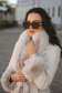 Cream coat wool with ecological fur cuffs cloche 5 - StarShinerS.com