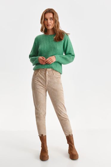 Sales Sweaters, Green sweater loose fit neckline knitted - StarShinerS.com