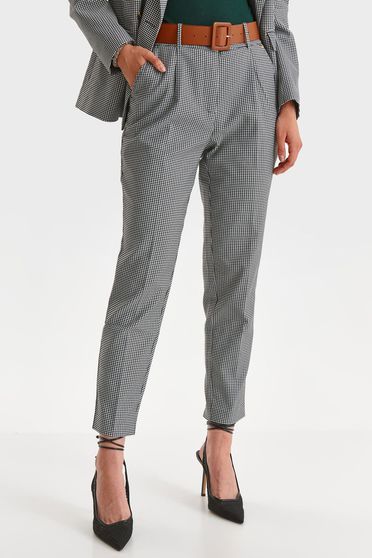 Trousers, Grey trousers with chequers elastic cloth with pockets - StarShinerS.com