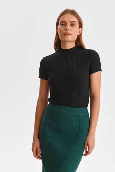 Black women`s blouse lycra with turtle neck tented