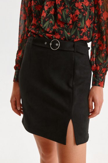 Casual skirts, Black skirt from ecological leather short cut pencil - StarShinerS.com