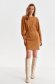 Lightbrown dress from ecological leather pencil long sleeved 1 - StarShinerS.com