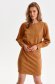 Lightbrown dress from ecological leather pencil long sleeved 2 - StarShinerS.com