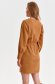 Lightbrown dress from ecological leather pencil long sleeved 3 - StarShinerS.com