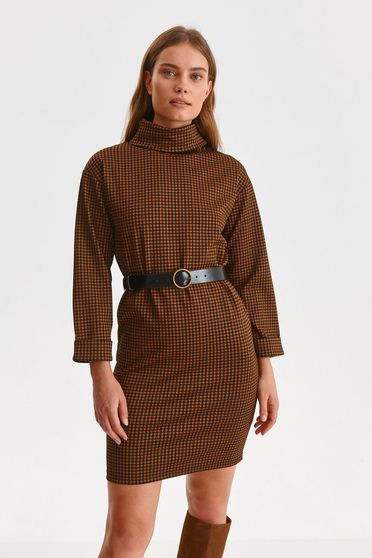 Brown dresses, Brown dress cloth with turtle neck straight - StarShinerS.com