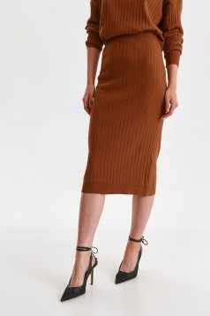Brown skirt midi pencil from striped fabric