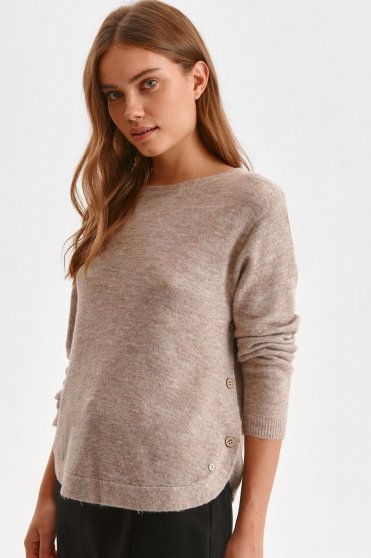 Casual jumpers, Cream sweater knitted loose fit neckline - StarShinerS.com