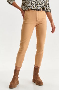 Cream trousers conical with pockets elastic cloth