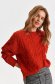Red sweater loose fit knitted neckline 5 - StarShinerS.com