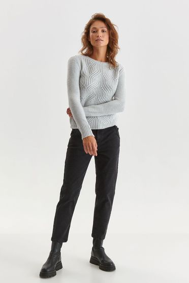 Grey sweater loose fit knitted neckline