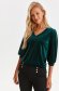 Green women`s blouse velvet loose fit with v-neckline 1 - StarShinerS.com