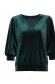 Green women`s blouse velvet loose fit with v-neckline 6 - StarShinerS.com
