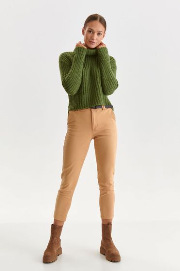 Casual jumpers, Green sweater loose fit with turtle neck knitted - StarShinerS.com