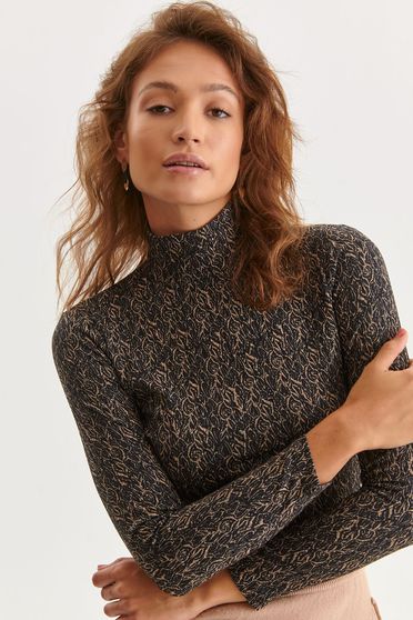 Blouses, Black women`s blouse tented with turtle neck from elastic fabric - StarShinerS.com