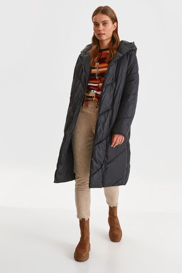 Coats & Jackets, Black jacket from slicker straight with pockets with undetachable hood - StarShinerS.com