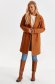 Brown coat from fluffy fabric with pockets straight 2 - StarShinerS.com