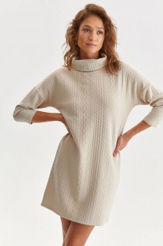 Peach dress knitted with turtle neck loose fit