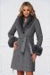 Palton din lana si stofa gri cambrat cu guler detasabil din blana ecologica - SunShine 1 - StarShinerS.ro